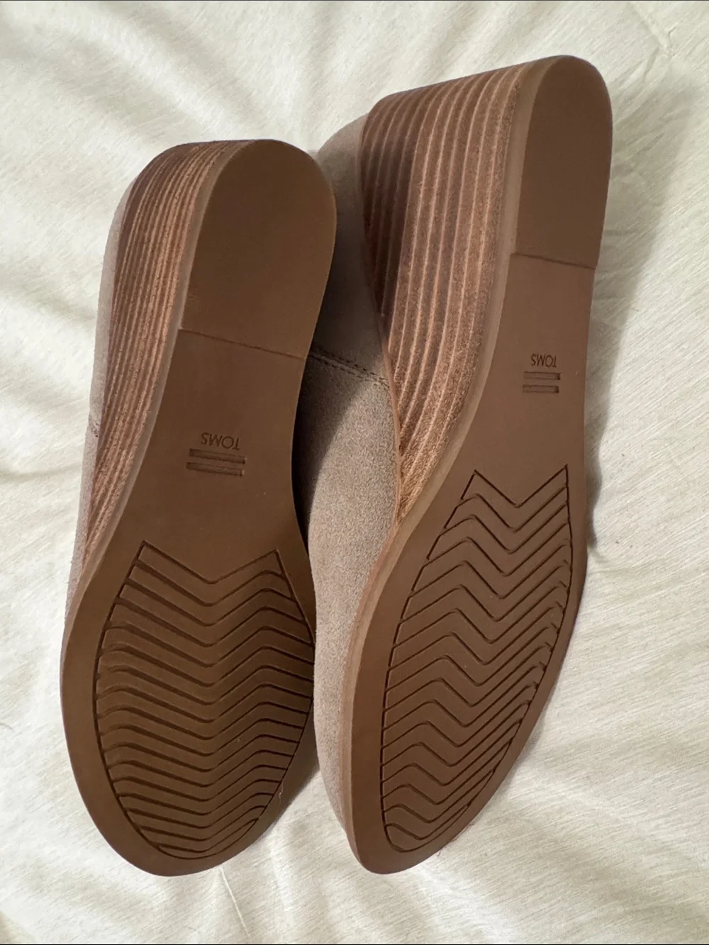 TOMS Taupe Suede Wedge Ankle Booties